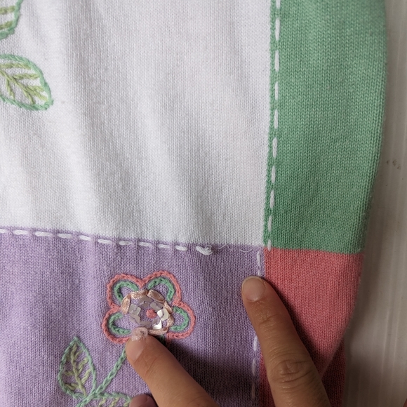 VINTAGE 90s Y2K Alfred Dunner patchwork plaid embroidered polo knit sweater - Picture 5 of 9